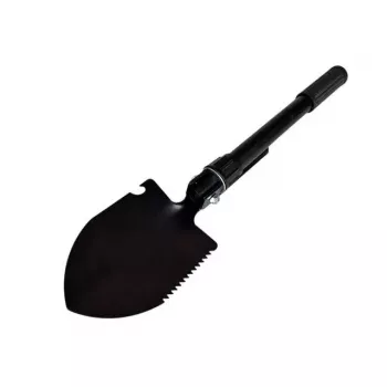 Składana łopata taktyczna AZYMUT Trapper — stal nierdzewna, czarna, 410 mm, 565 g