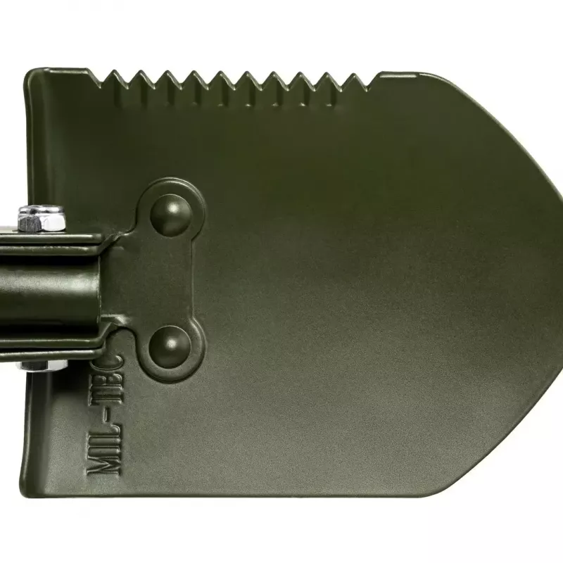 Składana łopata Mil-Tec Mini II — kompaktowe narzędzie saperskie, długość 405 mm, szerokość ostrza 100 mm, masa 560 g, składana (15,5 x 10 x 6,5 cm)
