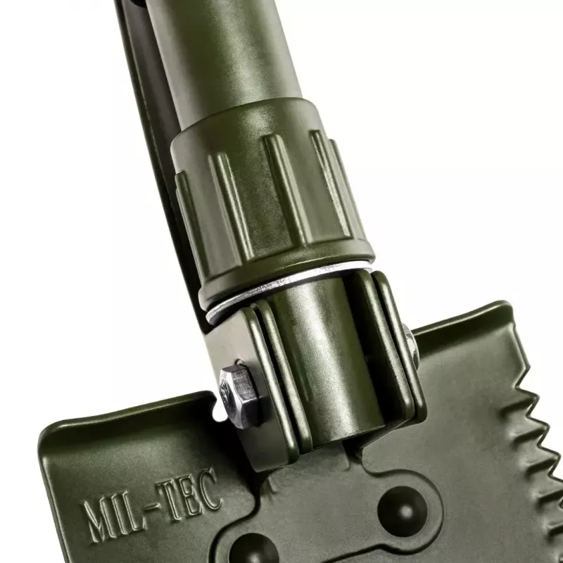 Składana łopata Mil-Tec Mini II — kompaktowe narzędzie saperskie, długość 405 mm, szerokość ostrza 100 mm, masa 560 g, składana (15,5 x 10 x 6,5 cm)
