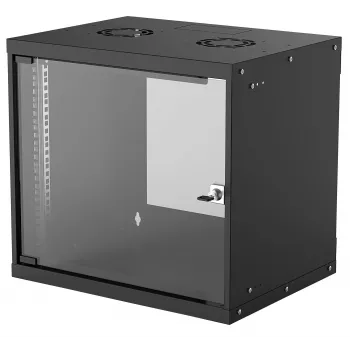 Wall-mounted 9U sieciowy rack INTELLINET 19 inch (540×487×400 mm) Czarny, glass front, IP20