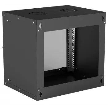 Wall-mounted 9U sieciowy rack INTELLINET 19 inch (540×487×400 mm) Czarny, glass front, IP20