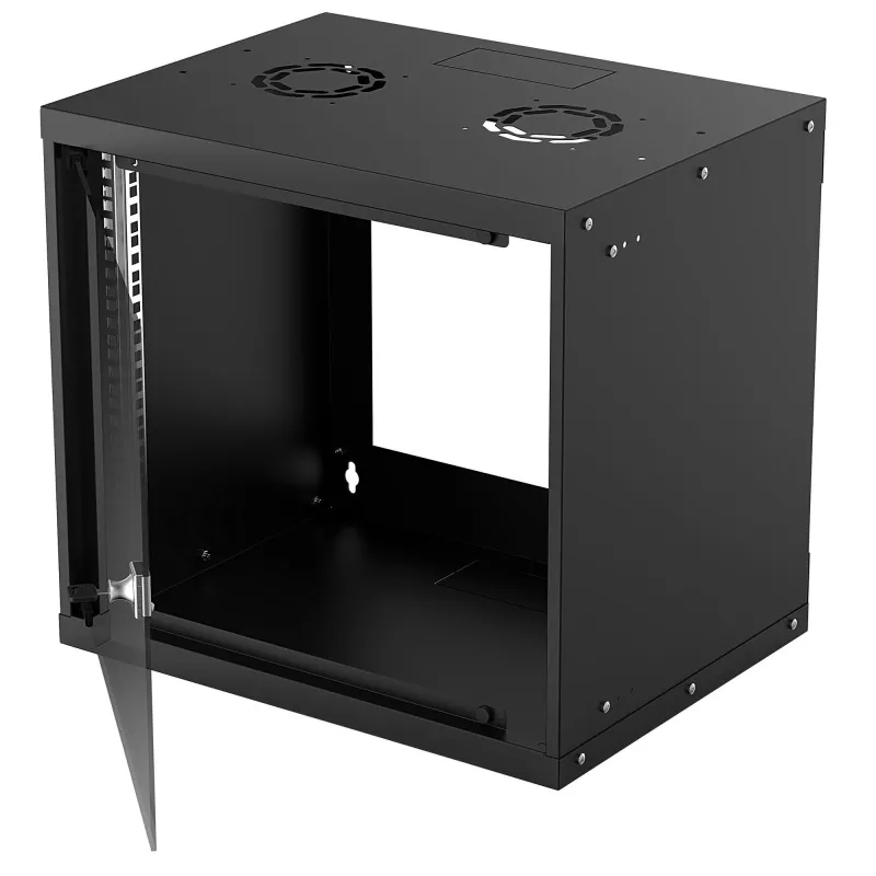 Wall-mounted 9U sieciowy rack INTELLINET 19 inch (540×487×400 mm) Czarny, glass front, IP20