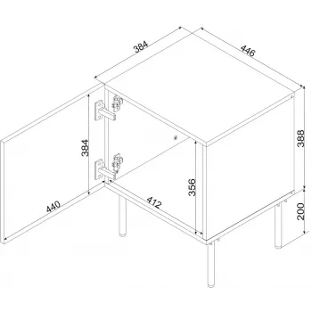 Nightstand Cama meble SIENA 44.5×40×59 cm, cashmere matt, MDF i płyta wiórowa, zestaw 2 szt.