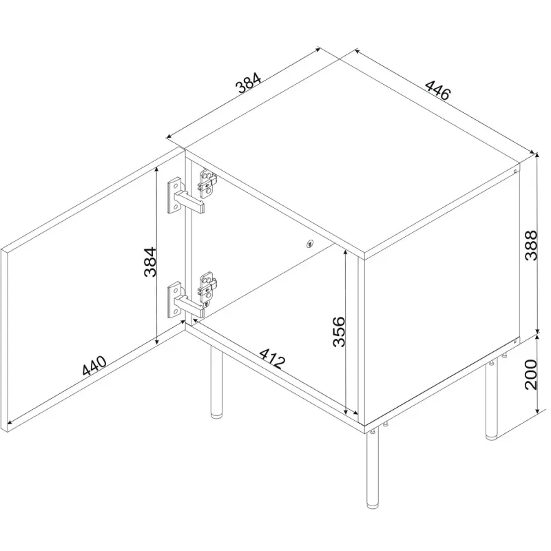 Nightstand Cama meble SIENA 44.5×40×59 cm, cashmere matt, MDF i płyta wiórowa, zestaw 2 szt.