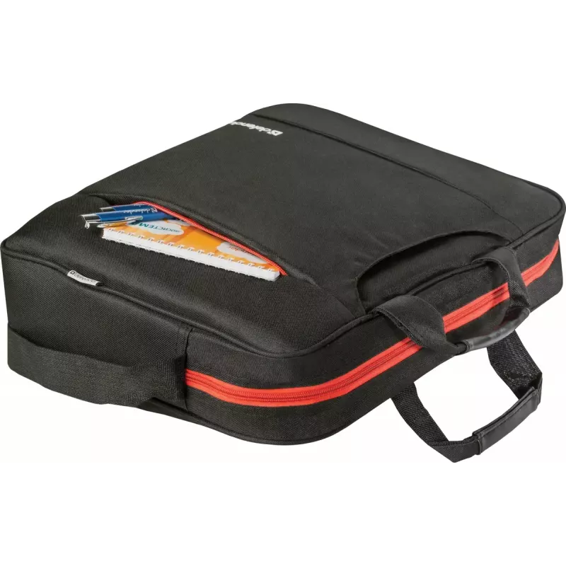 Torba na laptopa DEFENDER 15,6 cala (39,6 cm) — poliester, odpinany pasek na ramię, zamek błyskawiczny, czarna