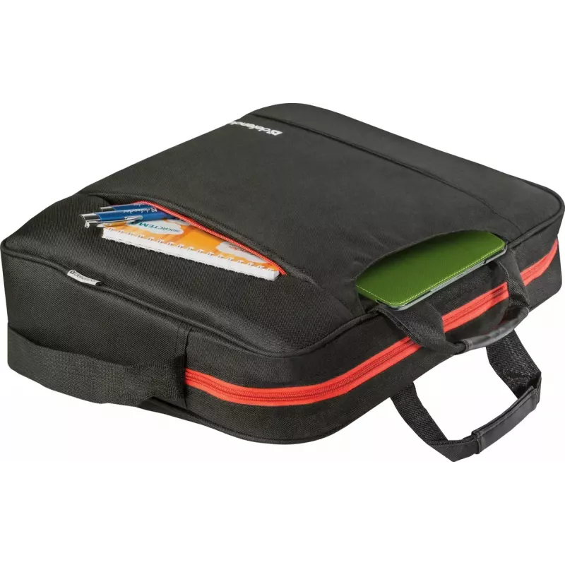 Torba na laptopa DEFENDER 15,6 cala (39,6 cm) — poliester, odpinany pasek na ramię, zamek błyskawiczny, czarna