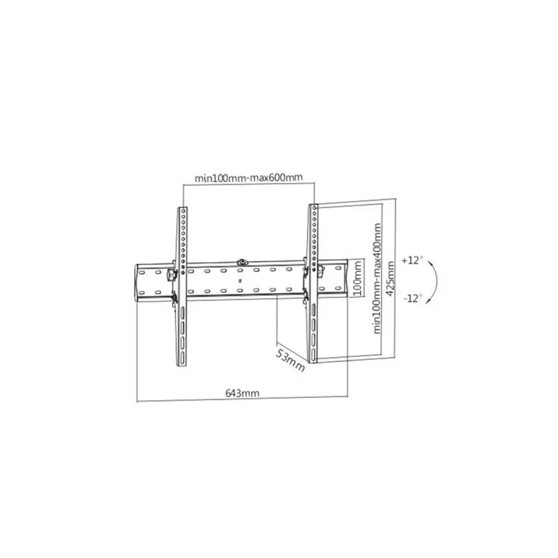 Gembird WM-70T-02 uchwyt ścienny do telewizora 37–70 cali, maks. 40 kg, VESA 200×200–600×400, pochylenie ±12°, odległość od ściany 5,3 cm, stal, czarny