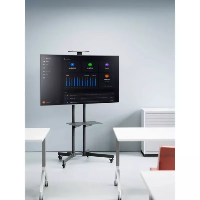 Mobilny stojak podłogowy pod telewizor i monitor MANHATTAN 461238, czarny, wysokość 1803 mm, VESA 200x200–600x400, maks. 50 kg