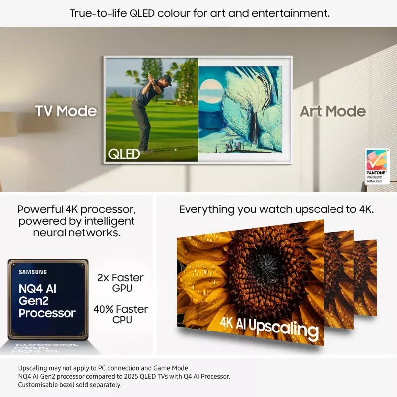 Telewizor Samsung QE65LS03FAUXXH 65 cali The Frame QLED 4K HDR Smart TV, 3840×2160, Tizen, 120Hz