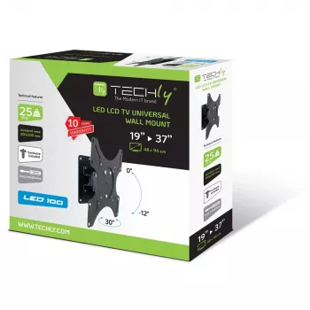 Uchwyt ścienny Techly 19-37 cali do telewizora LED LCD, odchylany 1°, obrotowy, czarny ICA-LCD 2900B