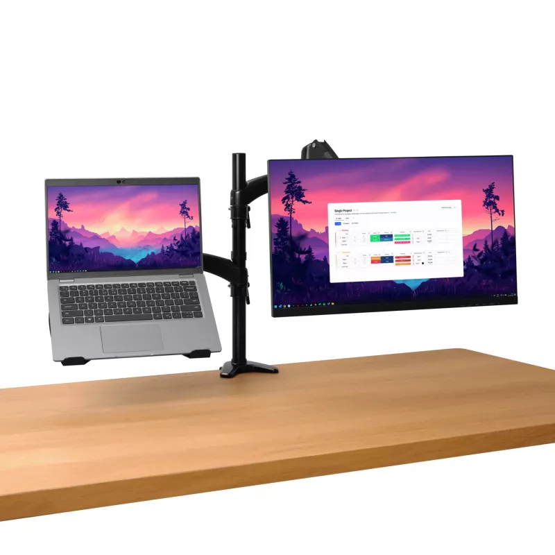 Podwójne ramię do monitorów TRUST Mara montowane do biurka, dla 2 wyświetlaczy do 32 cali – sprężyna gazowa, VESA 75x75–100x100, maks. 16 kg, zacisk, czarny