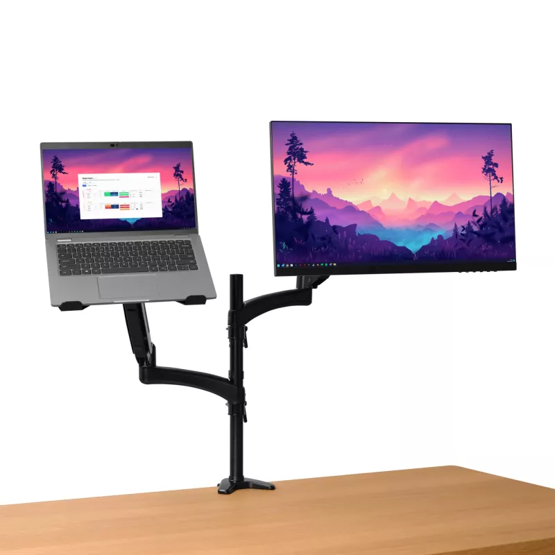 Podwójne ramię do monitorów TRUST Mara montowane do biurka, dla 2 wyświetlaczy do 32 cali – sprężyna gazowa, VESA 75x75–100x100, maks. 16 kg, zacisk, czarny