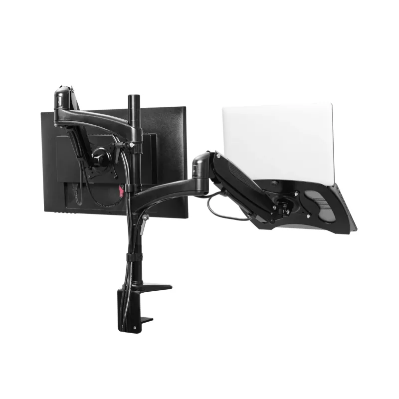 Podwójne ramię do monitorów TRUST Mara montowane do biurka, dla 2 wyświetlaczy do 32 cali – sprężyna gazowa, VESA 75x75–100x100, maks. 16 kg, zacisk, czarny