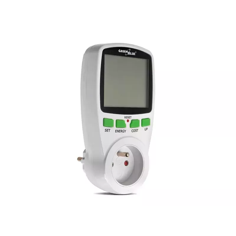 Watomierz GreenBlue GB202 miernik mocy 0–9999 W, maks. 3600 W, 220–240 V, 16 A, wyświetlacz LCD