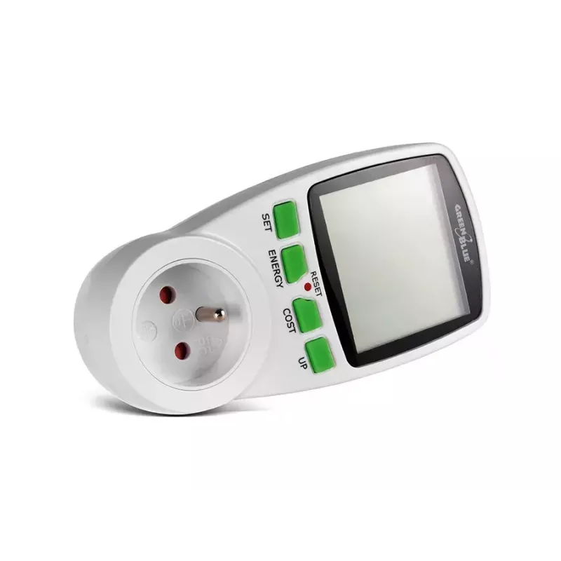 Watomierz GreenBlue GB202 miernik mocy 0–9999 W, maks. 3600 W, 220–240 V, 16 A, wyświetlacz LCD