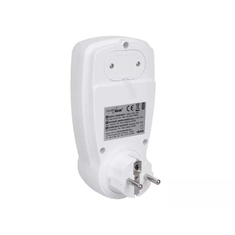 Watomierz GreenBlue GB202 miernik mocy 0–9999 W, maks. 3600 W, 220–240 V, 16 A, wyświetlacz LCD