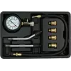 Analogowy manometr YATO YT-73022 0–20 bar, tarcza 75 mm, stal węglowa, wąż 0,5 m, 4 mosiężne adaptery, walizka