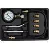 Analogowy manometr YATO YT-73022 0–20 bar, tarcza 75 mm, stal węglowa, wąż 0,5 m, 4 mosiężne adaptery, walizka