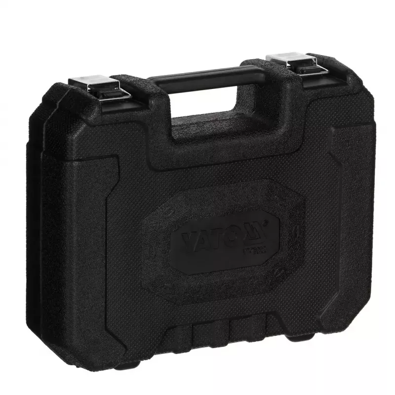 Analogowy manometr YATO YT-73022 0–20 bar, tarcza 75 mm, stal węglowa, wąż 0,5 m, 4 mosiężne adaptery, walizka