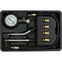 Analogowy manometr YATO YT-73022 0–20 bar, tarcza 75 mm, stal węglowa, wąż 0,5 m, 4 mosiężne adaptery, walizka