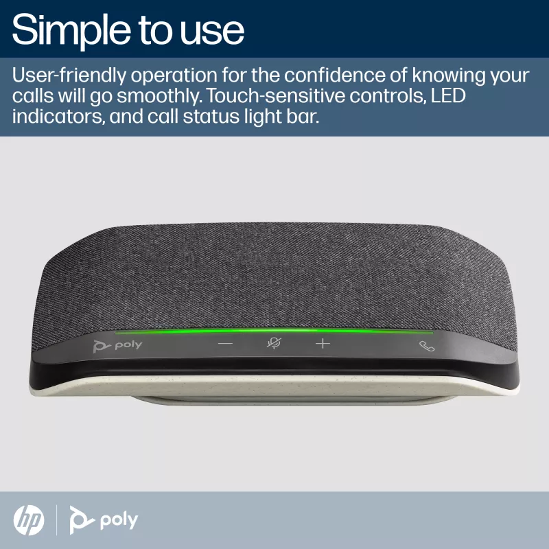 HP Poly Sync 10 głośnik + kabel USB-A na USB-C, PC, czarny, 0,715 m, Windows 10, Windows 11, MacOS, 100–7800 Hz