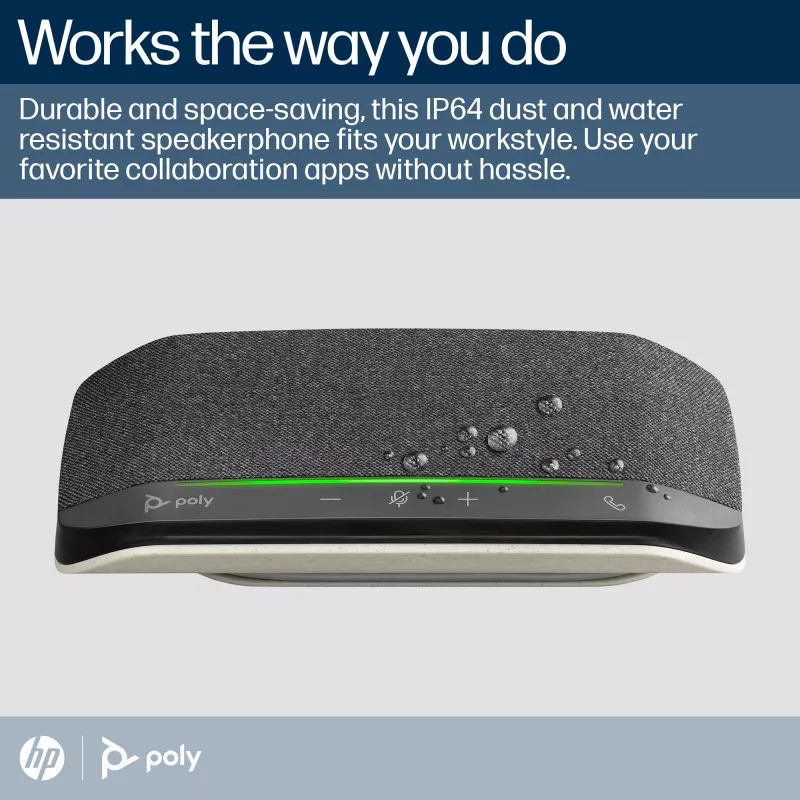 HP Poly Sync 10 głośnik + kabel USB-A na USB-C, PC, czarny, 0,715 m, Windows 10, Windows 11, MacOS, 100–7800 Hz