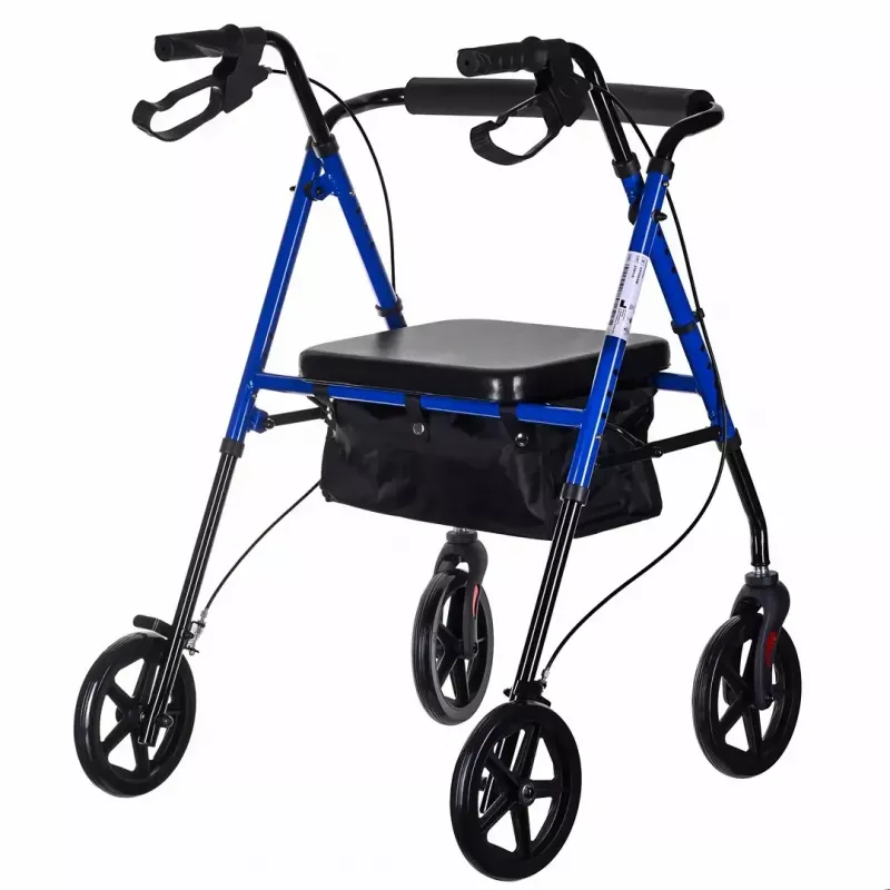 Chodzik rehabilitacyjny ActionMed CH100AM — lekki aluminiowy 4-kołowy, regulowana wysokość 700–937 mm, siedzisko 35×32 cm, maks. obciążenie 136 kg, składany