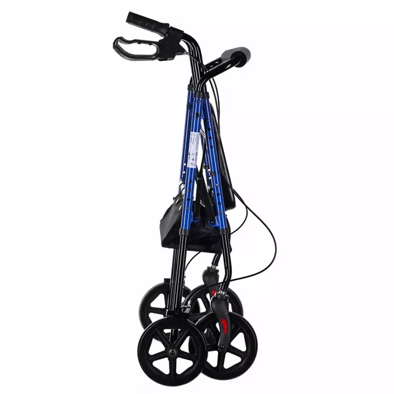 Chodzik rehabilitacyjny ActionMed CH100AM — lekki aluminiowy 4-kołowy, regulowana wysokość 700–937 mm, siedzisko 35×32 cm, maks. obciążenie 136 kg, składany