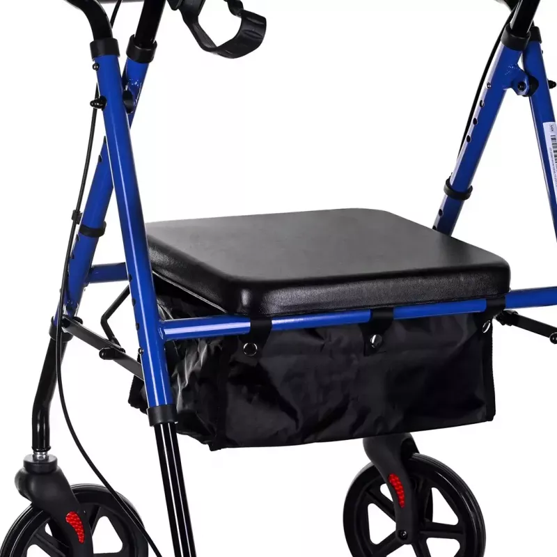Chodzik rehabilitacyjny ActionMed CH100AM — lekki aluminiowy 4-kołowy, regulowana wysokość 700–937 mm, siedzisko 35×32 cm, maks. obciążenie 136 kg, składany