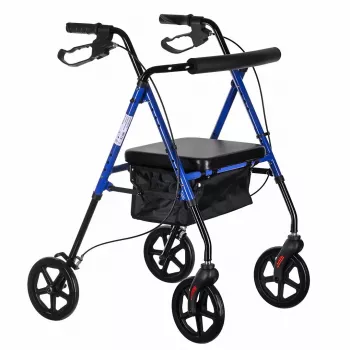 Chodzik rehabilitacyjny ActionMed CH100AM — lekki aluminiowy 4-kołowy, regulowana wysokość 700–937 mm, siedzisko 35×32 cm, maks. obciążenie 136 kg, składany