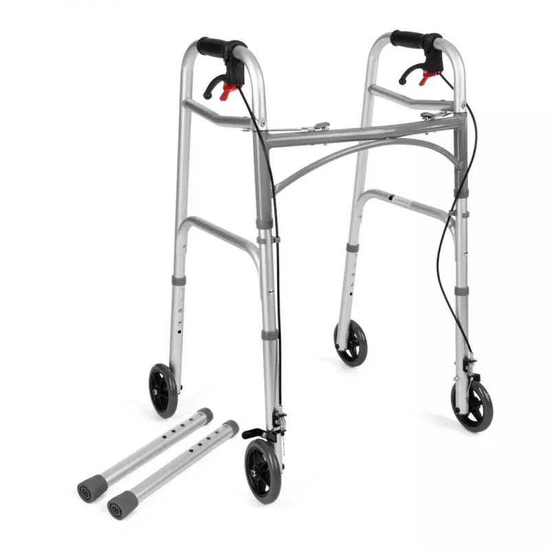 Wózek inwalidzki ręczny TIMAGO JMC-C 3223, rama aluminiowa, 4 koła, regulowana wysokość 79–91 cm, maks. obciążenie 136 kg, szerokość 595 mm, waga 3,8 kg