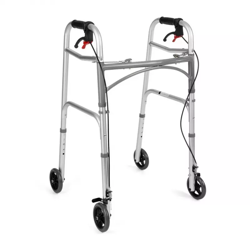 Wózek inwalidzki ręczny TIMAGO JMC-C 3223, rama aluminiowa, 4 koła, regulowana wysokość 79–91 cm, maks. obciążenie 136 kg, szerokość 595 mm, waga 3,8 kg