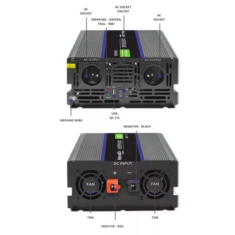 Przetwornica napięcia QOLTEC Monolith 6000 MS 12 V na 230 V 6000 W