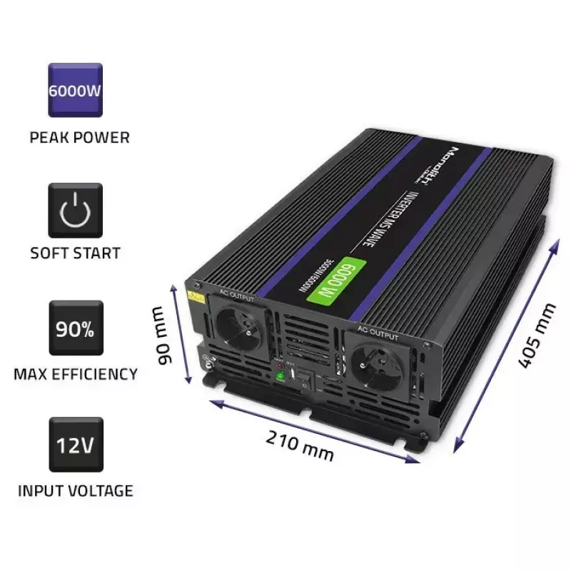 Przetwornica napięcia QOLTEC Monolith 6000 MS 12 V na 230 V 6000 W