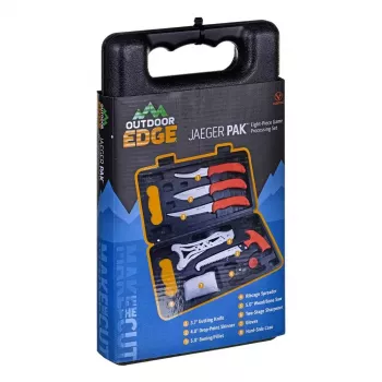 Zestaw myśliwski z ostrzem stałym Outdoor Edge Jaeger Pak 02OE069 z nożem i narzędziami do obróbki dziczyzny