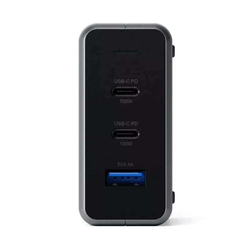 Ładowarka do urządzeń mobilnych Satechi ST-TC100GM-EU, 100 W, 2× USB-C, wejście AC 100–240 V, szara