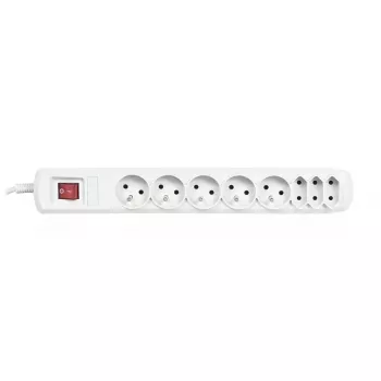 Listwa zasilająca ActiveJet APN-8G/5M-GR — 8 gniazd AC (typ E/C), kabel 5 m, 10 A, 230 V, szary