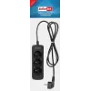 Listwa zasilająca ActiveJet 3GNU-1.5M-C — 3 gniazda, kabel 1,5 m, 230 V, 10 A, czarna