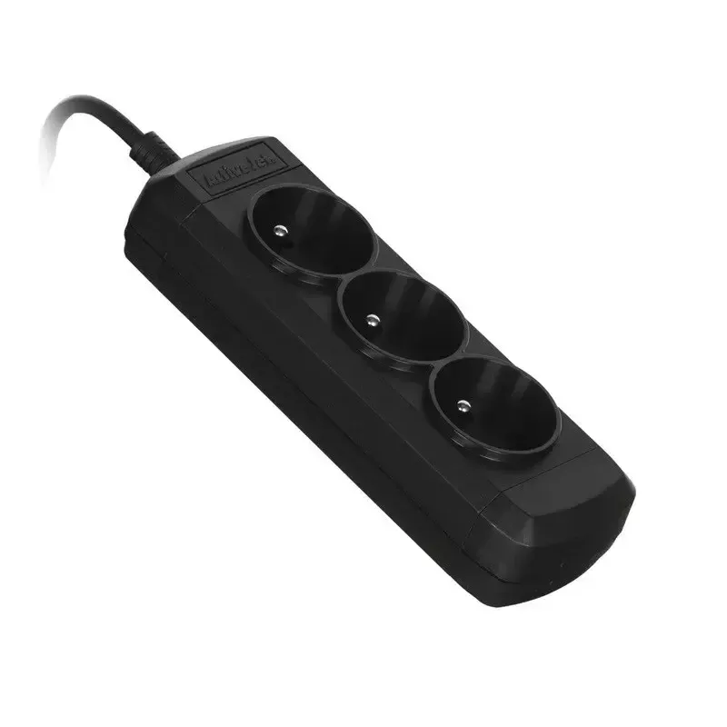 Listwa zasilająca ActiveJet 3GNU-1.5M-C — 3 gniazda, kabel 1,5 m, 230 V, 10 A, czarna
