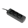 Listwa zasilająca ActiveJet 3GNU-1.5M-C — 3 gniazda, kabel 1,5 m, 230 V, 10 A, czarna