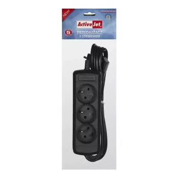 Listwa zasilająca ActiveJet 3GNU - 3M - C, 3 gniazda typu E, kabel 3 m, 230 V, 10 A, czarna