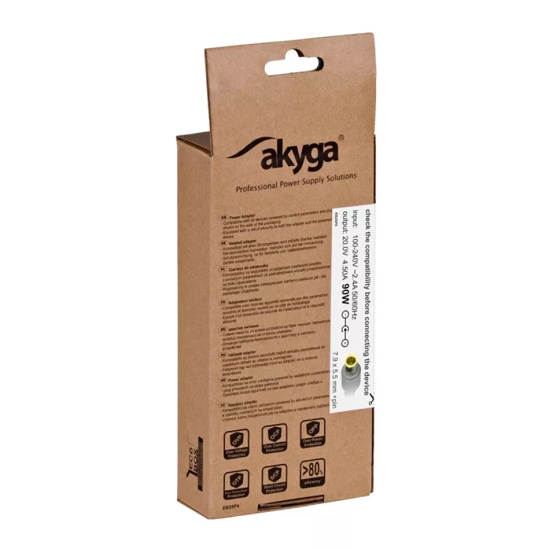AKYGA Zasilacz do notebooka - 20V/4,5A, 90W i wtyczka 7,9*5,5 mm + pin