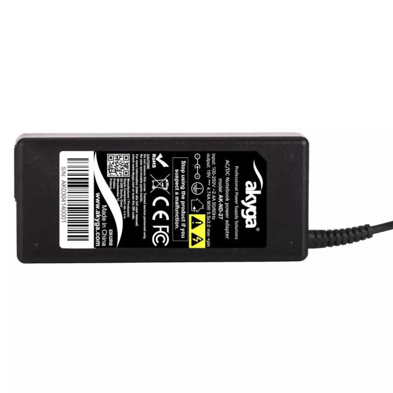 Zasilacz Akyga AK-ND-27 90 W 19 V 4.74 A AC-DC do laptopa do użytku wewnętrznego, czarny