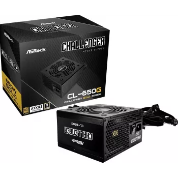 Zasilacz ASROCK CL-650G Challenger 650 W 20+4 pin ATX 80 PLUS Gold, wentylator 120 mm, czarny