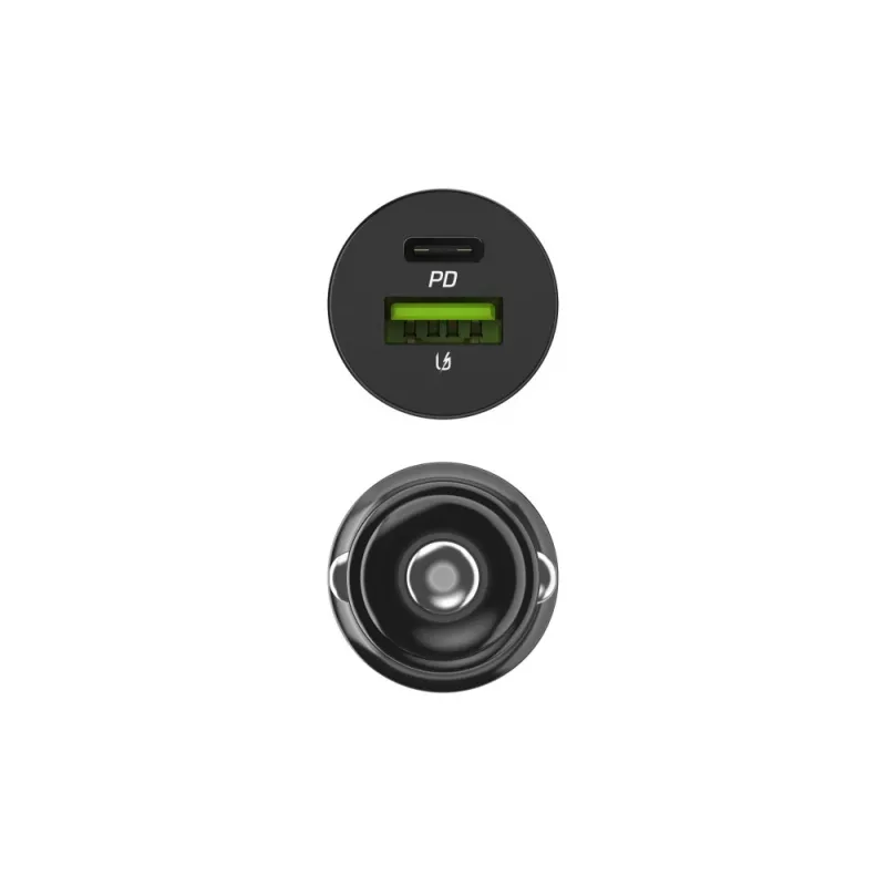 Ładowarka samochodowa zielony Cell CADM-GC-38AC 38W, 1x USB-C (PD 3.0) + 1x USB-A, obudowa aluminiowa, czarna