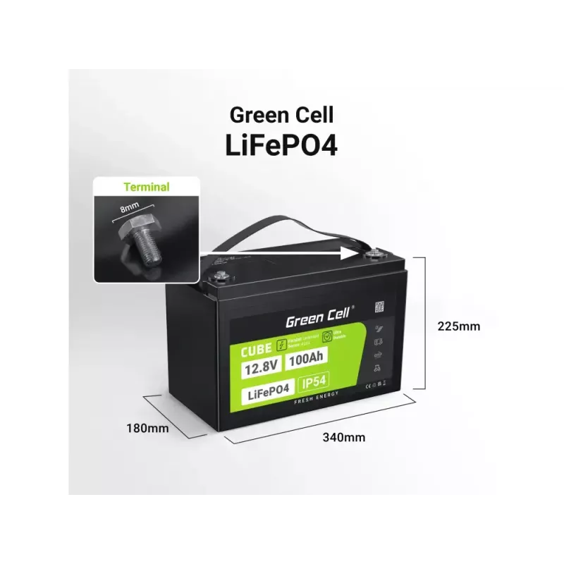 Bateria UPS zielony Cell LFPGC12V100AH litowo-żelazowo-fosforanowa 12,8 V 100 Ah