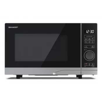 Kuchenka mikrofalowa solowa Sharp YC-PS204AE-S, 20 L, 800W, sterowanie dotykowe LED, 10 poziomów mocy, talerz obrotowy 24,5 cm, srebrna
