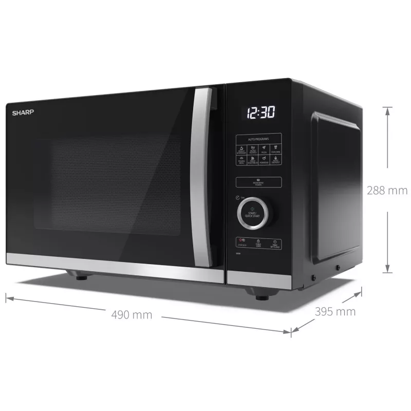 Sharp YC-QS254AE-B kuchenka mikrofalowa Czarny, Stal nierdzewna Kuchenka mikrofalowa solo Blatowa 25 L 900 W