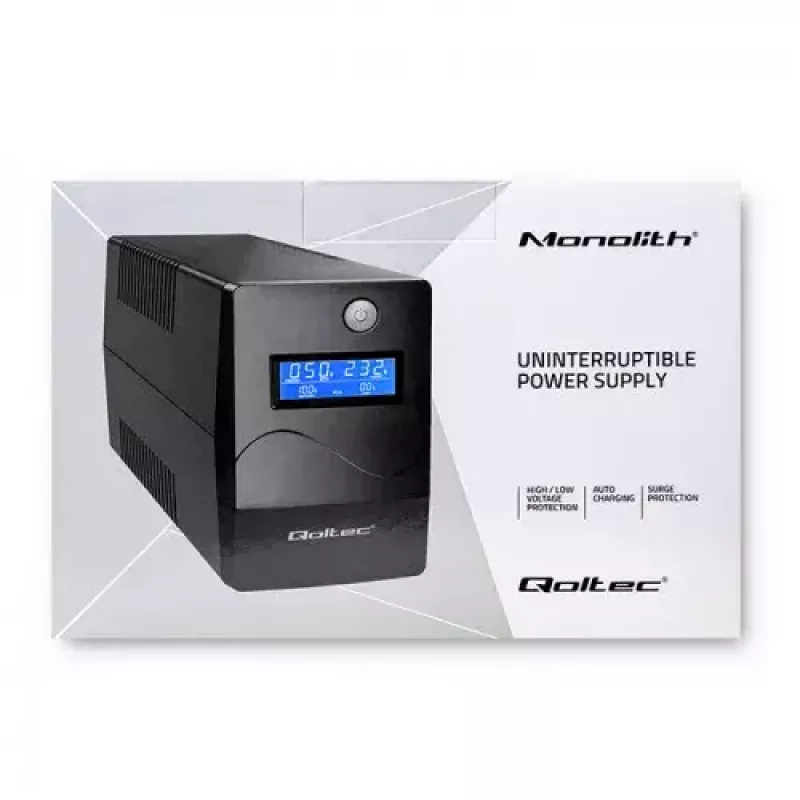 Zasilacz awaryjny UPS Qoltec Monolith 0,85 kVA 480 W 2 gniazda AC