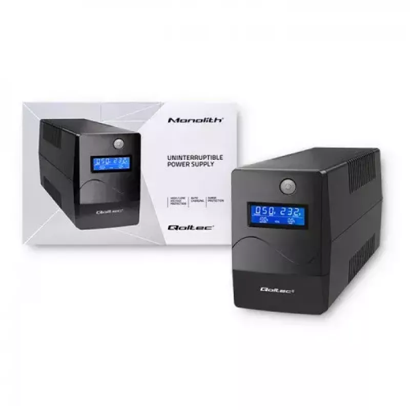 Zasilacz awaryjny UPS Qoltec Monolith 0,85 kVA 480 W 2 gniazda AC